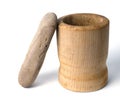 Wooden mortar and stone pestle