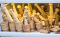 wooden mortars and pestles as a kitchenware Royalty Free Stock Photo