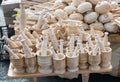 wooden mortars and pestles as a kitchenware Royalty Free Stock Photo