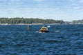 Wooden motorboat in Finnish archipelago