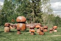 Wooden mushrooms sculpture