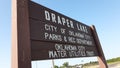 Wooden nameplate of Stanley Draper Lake Oklahoma City