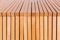 Wooden narrow planks background close up, many