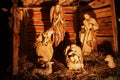 Wooden Nativity Scene of the Birth of Christ Royalty Free Stock Photo