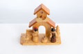 Wooden nativity scene - crib jesus joseph maria. Royalty Free Stock Photo