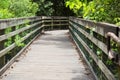 Wooden nature trail bridge in forest Royalty Free Stock Photo