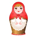 Wooden nested doll icon, cartoon style