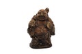 Wooden netsuke figure, Buddha, isolated, on white background