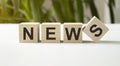 Wooden news sign on a table Royalty Free Stock Photo