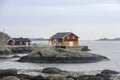 Wooden Norwegian houses on an island Royalty Free Stock Photo