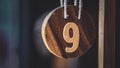 Wooden Number 9 In Coffee Shop