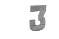 Faded grey number three painted wood sign