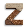 Wooden number z made of natural materials Royalty Free Stock Photo