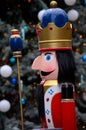 Wooden Nutcracker prince statue in colorful regalia from Christmas fairy tale story Royalty Free Stock Photo