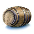 Wooden oak barrel isolated watercolor illustration on white background Royalty Free Stock Photo