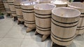 Wooden oak barrel for storing cereals and flour products