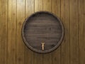 Wooden oak barrel in wine cellar