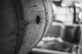 Wooden Oak Wine Barrel Close Up with Hole Royalty Free Stock Photo