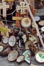 Traditional handmade wooden popular objects (plates and crosses), specific from Romania