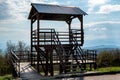 Wooden observation post in the mountains