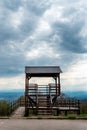 Wooden observation post in the mountains