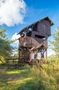 Wooden Observation tower at birds of paradise Polish: Ptasi Raj nature reserve at Sobieszewo island in Gdansk.