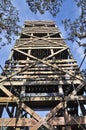 A wooden observation tower connected to the canopy walk at Myakka. Royalty Free Stock Photo