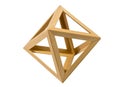 Wooden octahedron against white backdrop