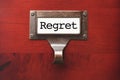 Wooden Office File Cabinet with Regret Label