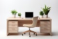 Wooden Office Tables on white background