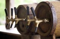 Wooden old barrels with pipe for beer Royalty Free Stock Photo