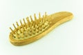 Wooden old comb with hair isolated Royalty Free Stock Photo