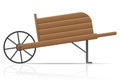 Wooden Old Retro Garden Wheelbarrow Vector Illustr
