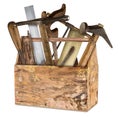 Wooden old rustic retro tool box