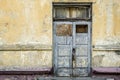 Wooden shabby door to the entrance