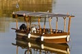 Wooden old traditional greek boat at lake Kerkini