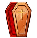 Wooden open coffin vector illustration