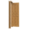 open wood isolated door closed wooden 3d illustration rendering