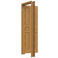 open wood isolated door closed wooden 3d illustration rendering