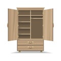 Wooden opened wardrobe