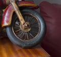 Ornament object, motorcycle wheel with wooden spokes