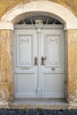 Wooden ornate arched entrance door