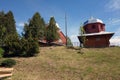 Wooden orthodox church in the Carpathian mountains in ukraine. Royalty Free Stock Photo