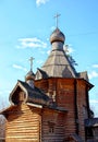 Wooden Orthodox church, dome with a cross Royalty Free Stock Photo