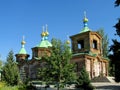 Wooden orthodox church with golden cross Royalty Free Stock Photo