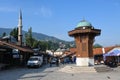 Wooden Ottoman Sebilj water fountain in Bascarsija Royalty Free Stock Photo