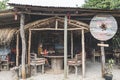 Wooden outdoor hat with shade and drinks for locals and tourists in Calibishie, Dominica