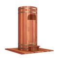 Wooden Outdoor Modern Spa Shower Cabinet in Shape of Plank Barrel. 3d Rendering Royalty Free Stock Photo