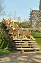 Wooden outdoor stairway Royalty Free Stock Photo