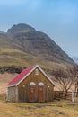 Wooden outhouse for Kalfafellsstadur Church in Iceland Royalty Free Stock Photo